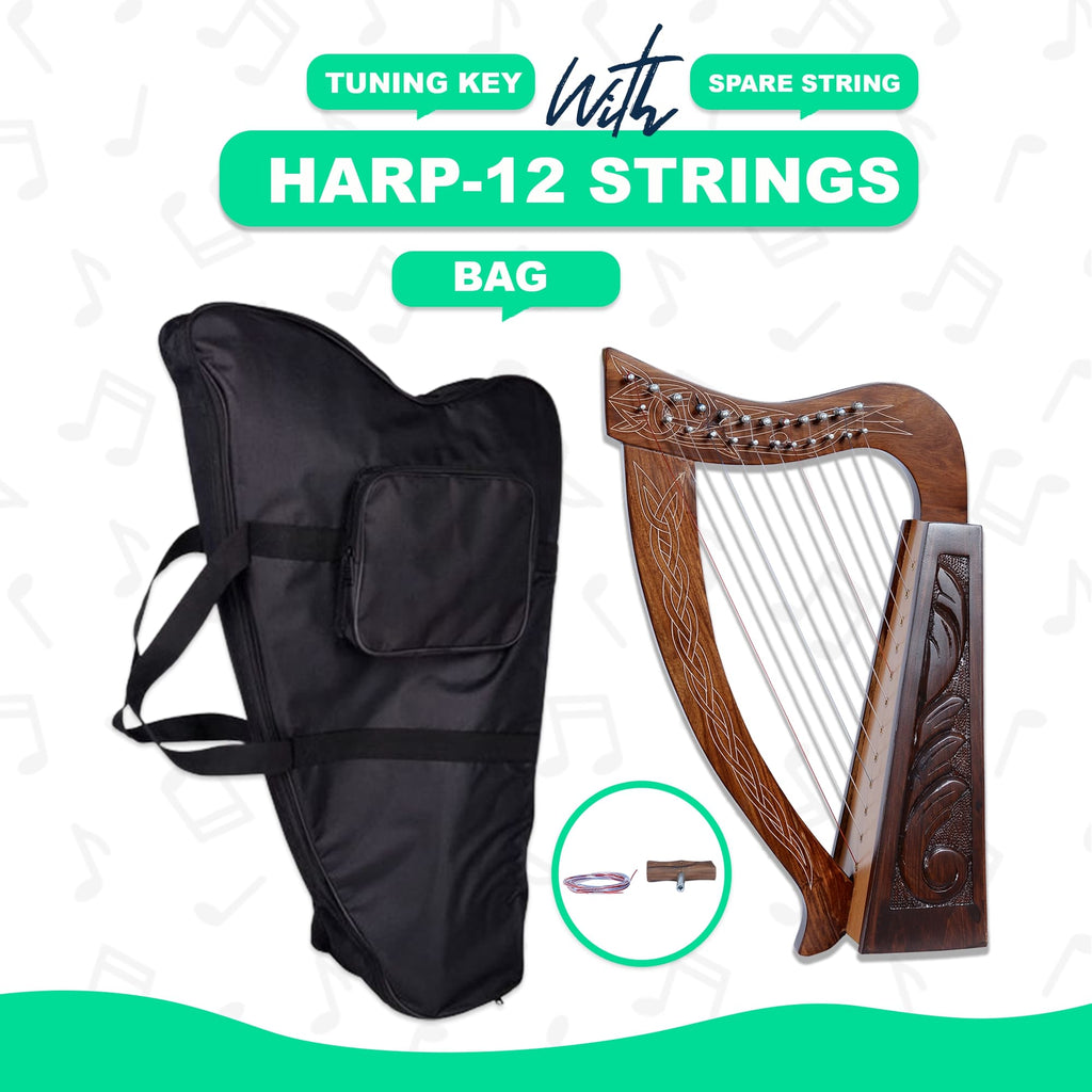 12 String Celtic Harp – Irish Style with Case & Tuner - Echo Harps