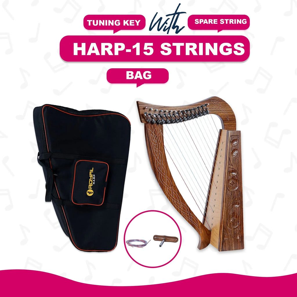 15 String Mahogany Harp – 22" Professional Beginner Harp - Echo Harps