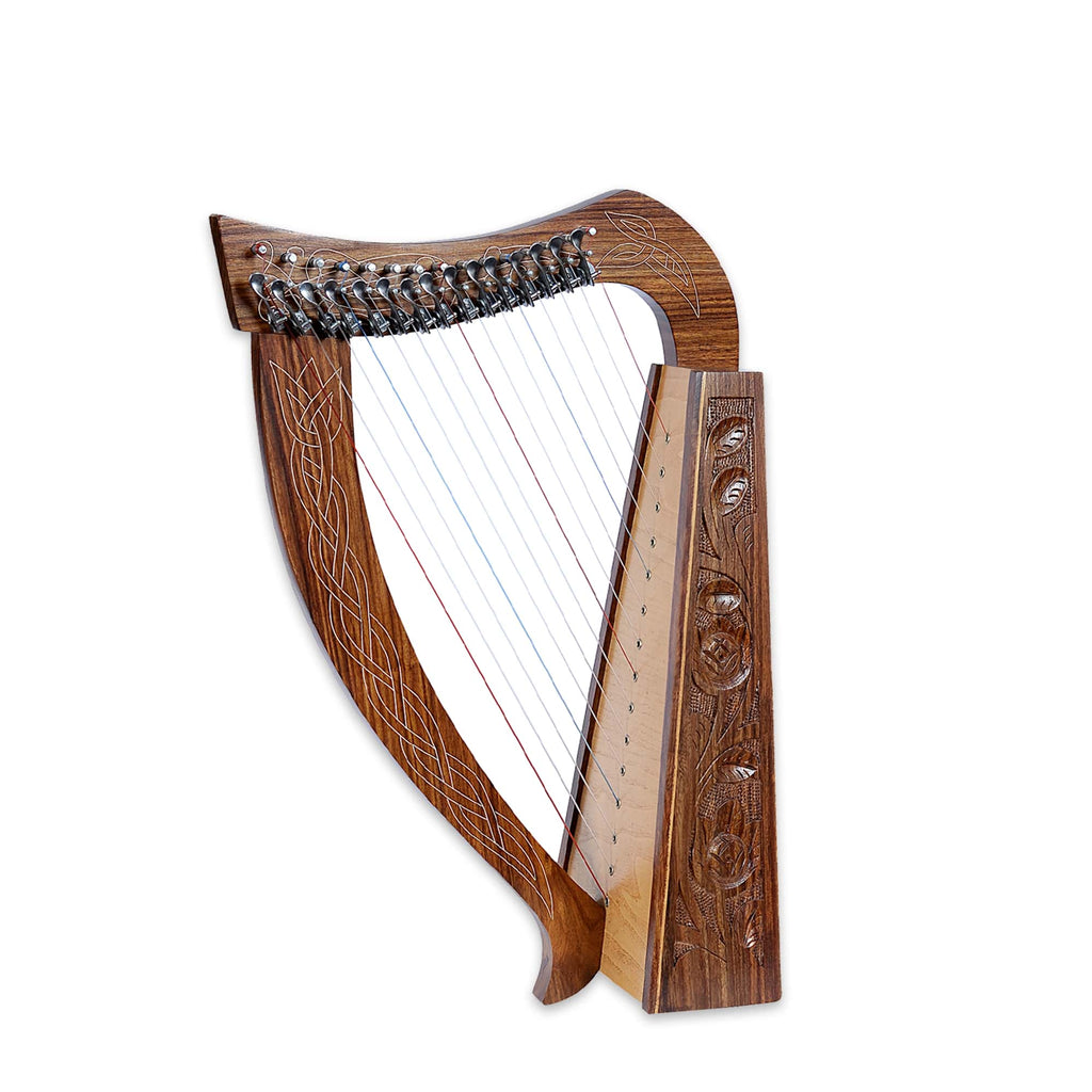 HARP, ROYAL HARPS 15 STRINGS MAHOGANY HARP 22 INCH HEIGHT FOR ADULT PROFESSIONAL BEGINNER WITH FREE TUNING WRENCH,BLACK GIG BAG, ( INTERNATIONAL STANDARD STRINGS) - Echo Harps