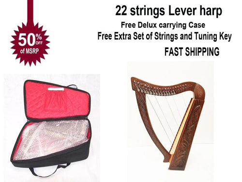 22 String Celtic Harp – Handmade 36" with Deluxe Case - Echo Harps