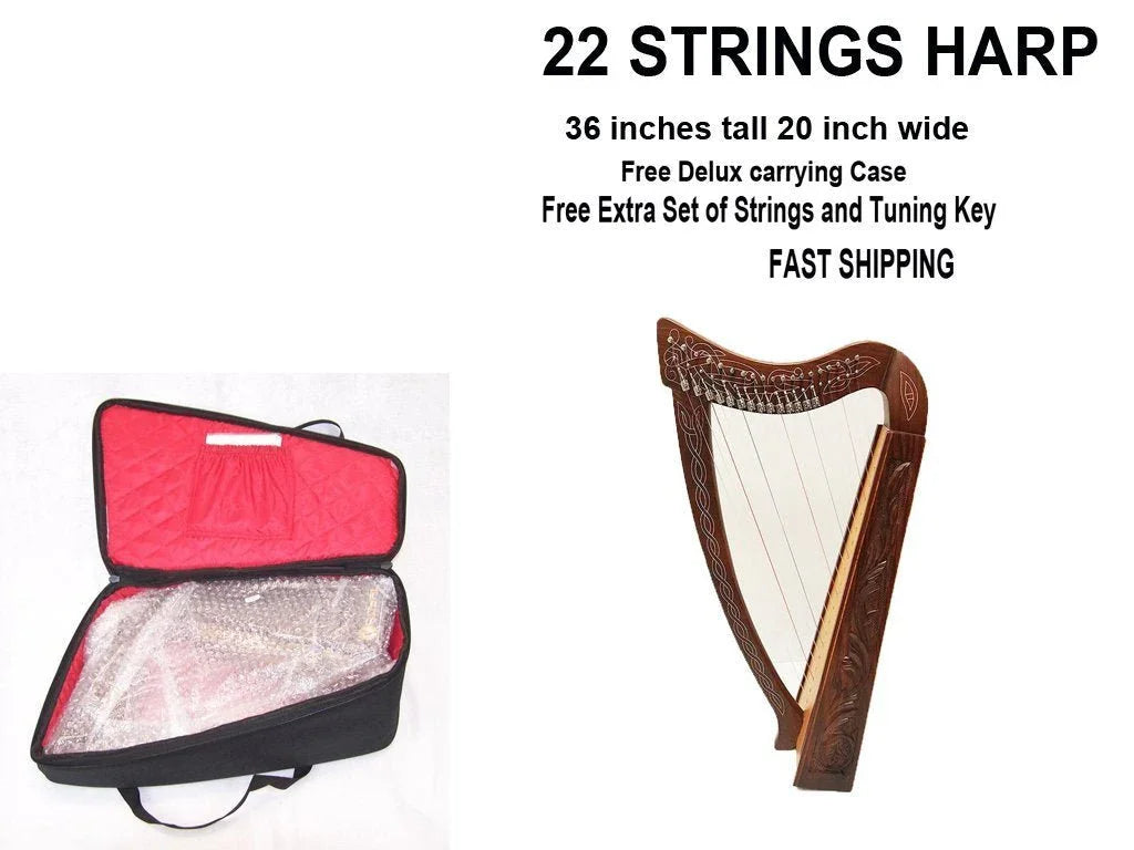 22 String Lever Harp – 36" Celtic Irish Harp with Case - Echo Harps