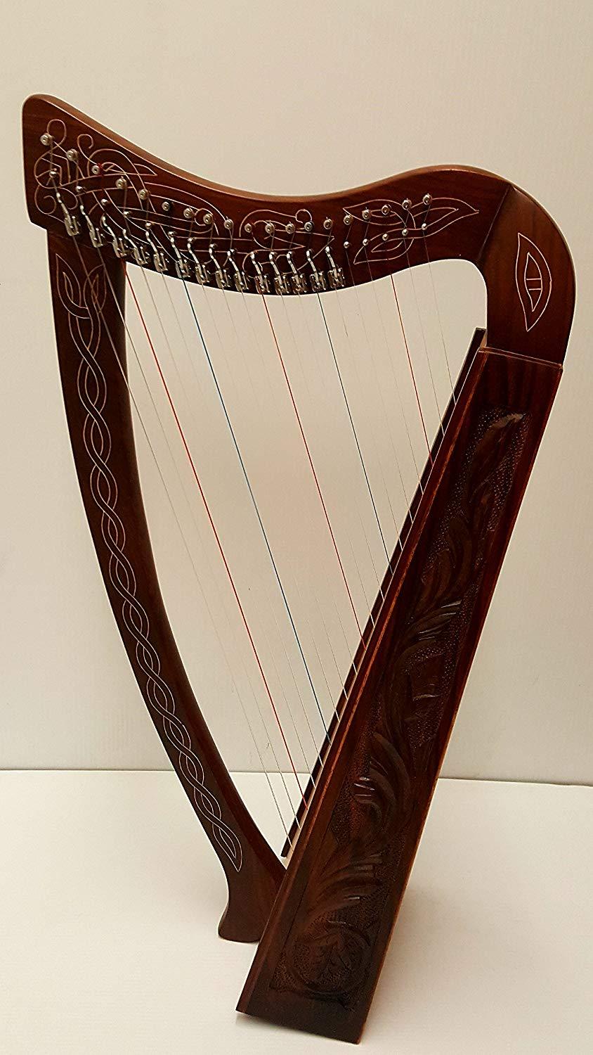 Musical Instrument 19 String Lever Harp Celtic Irish Style Carrying Bag Strings and Tuner - Echo Harps