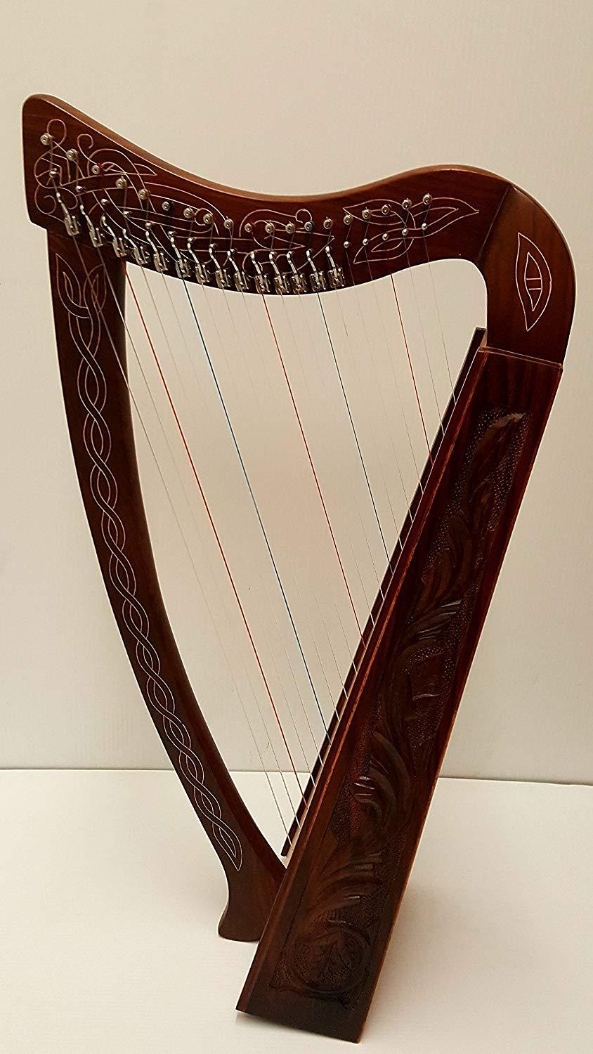 Musical Instrument 19 Strings Lever Solid Wood Celtic Irish Rose Harp - Echo Harps