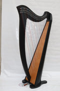 Black 36-string solid wood Celtic Irish rose lever harp with levers, tall musical instrument for practice and performance