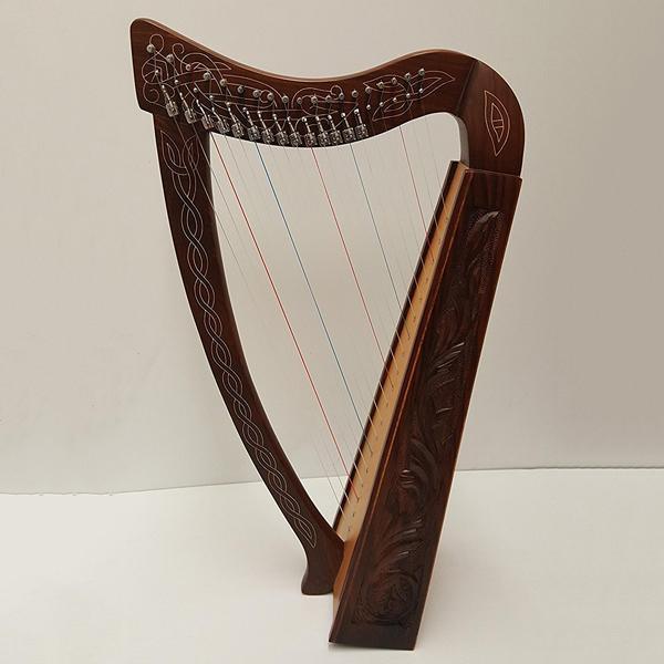 Tall Celtic Irish Rose Harp 22 Strings Lever Solid Wood with hand Engraved Styles - Echo Harps